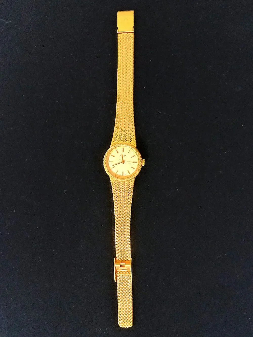 Vintage Sharp Quartz Ladies Gold Tone Mesh Bracelet Watch w/ Box Instructions